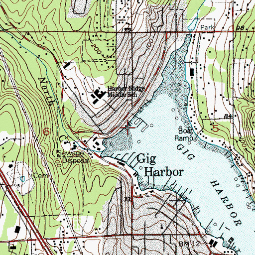 Topographic Map of Peninsula Yacht Basin, WA