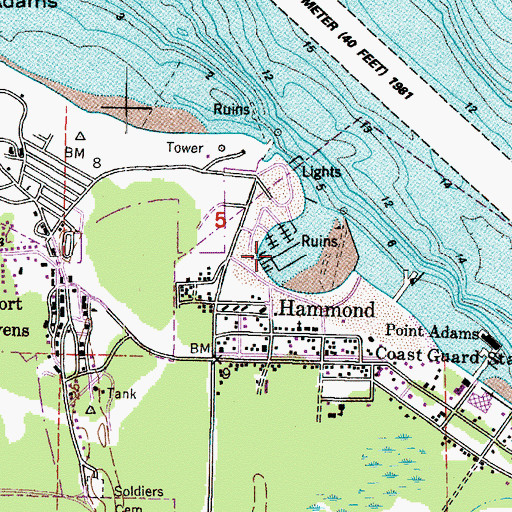 Topographic Map of Hammond Marina, OR