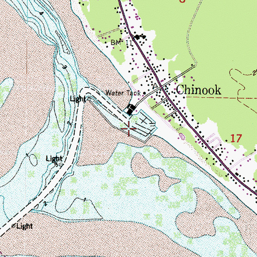 Topographic Map of Chinook Marina, WA