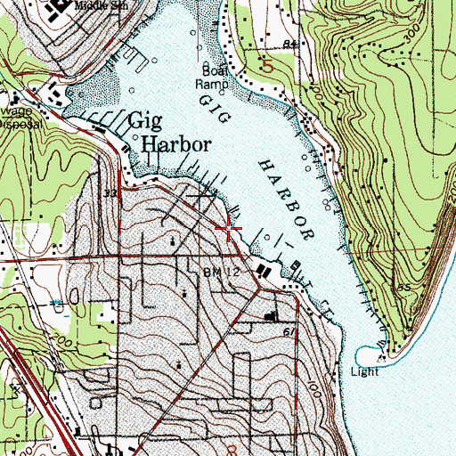 Topographic Map of Poseidon's Marina, WA