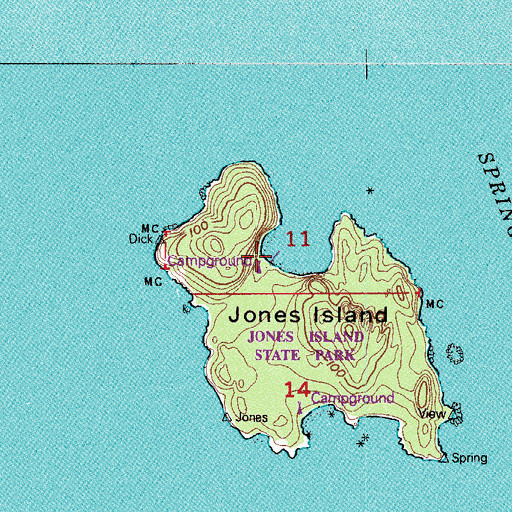 Topographic Map of Jones Island Marina, WA