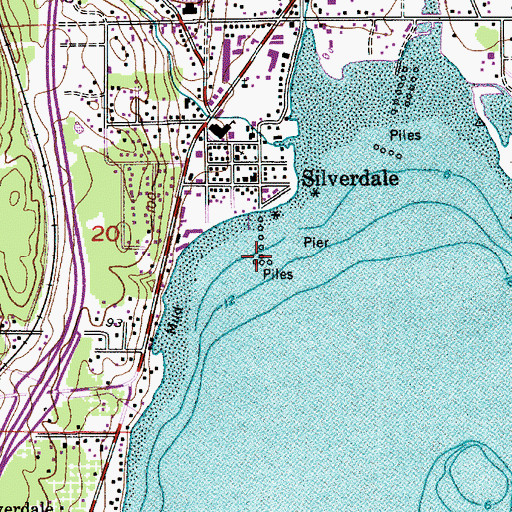 Topographic Map of Silverdale Park Marina, WA