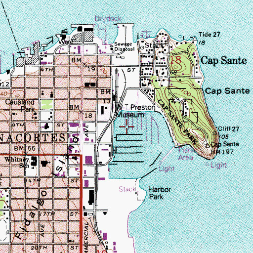 Topographic Map of Anacortes Yacht Club, WA