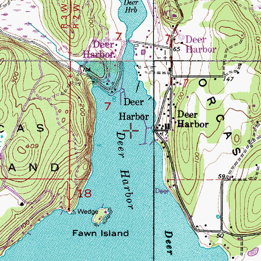 Topographic Map of Deer Harbor Marina, WA