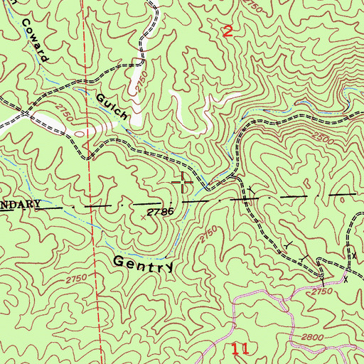 Topographic Map of Ham Coward Gulch, CA