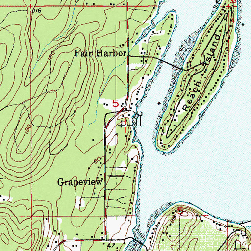 Topographic Map of Fair Harbor Marina, WA