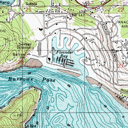 Topographic Map of Flounder Bay Yacht Club, WA