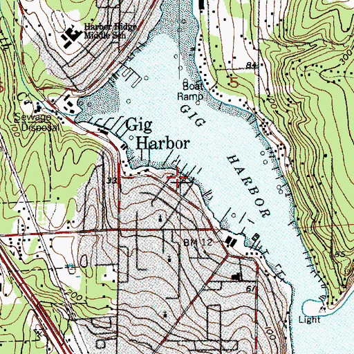 Topographic Map of Gig Harbor Marina, WA