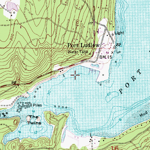 Topographic Map of Port Ludlow Marina, WA