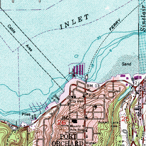 Topographic Map of Port Orchard Marina, WA
