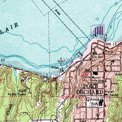 Topographic Map of Port Orchard Railway Marina, WA