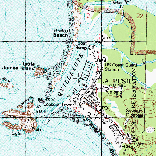 Topographic Map of Quileute Marina, WA
