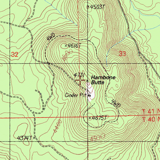 Topographic Map of Hambone Butte, CA