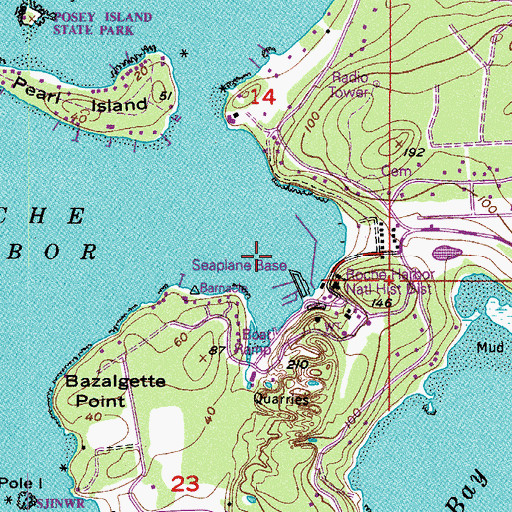Topographic Map of Roche Harbor Resort Marina, WA