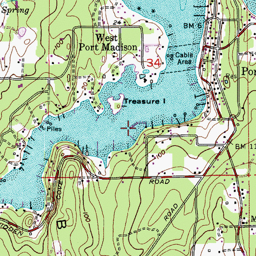 Topographic Map of Seattle Yacht Club Port Madison Outstation, WA