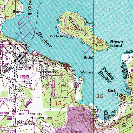 Topographic Map of Seattle Yacht Club Friday Harbor Outstation, WA