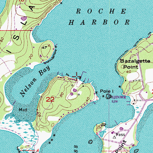 Topographic Map of Seattle Yacht Club on Henry Island, WA
