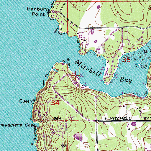 Topographic Map of Snug Harbor Marina Resort, WA