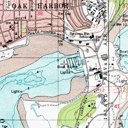 Topographic Map of Oak Harbor Marina, WA