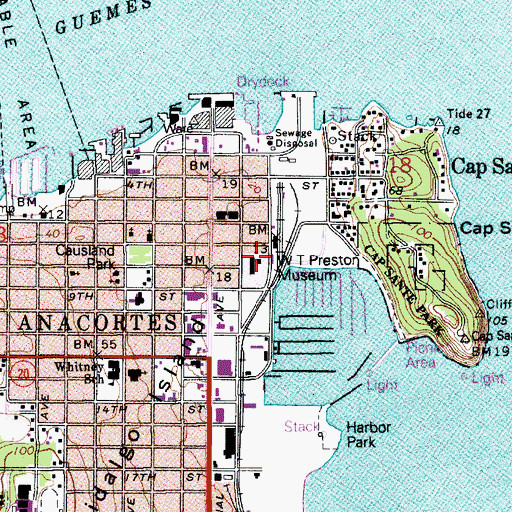 Topographic Map of W T Preston Snagboat Heritage Center, WA