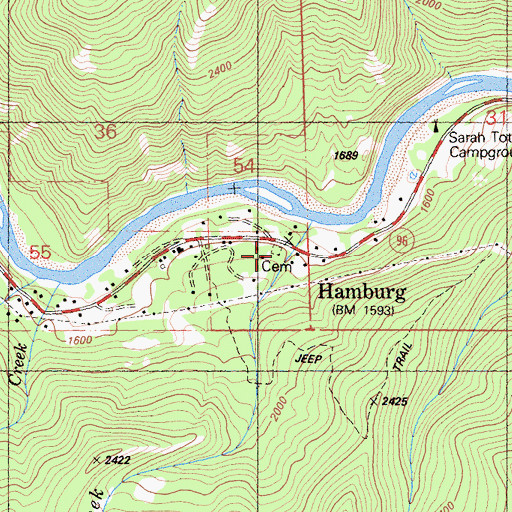 Topographic Map of Hamburg, CA