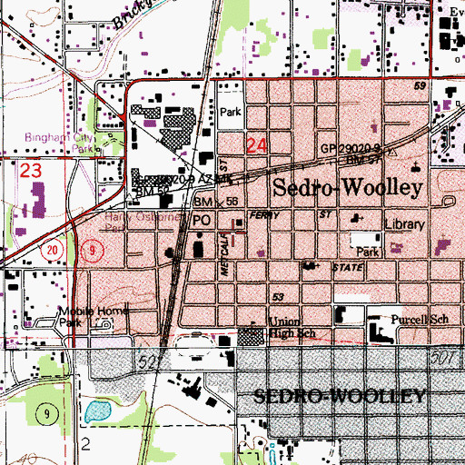Topographic Map of Sedro - Woolley Museum, WA