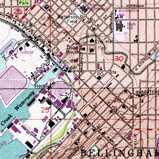 Topographic Map of Bellingham Railway Museum, WA