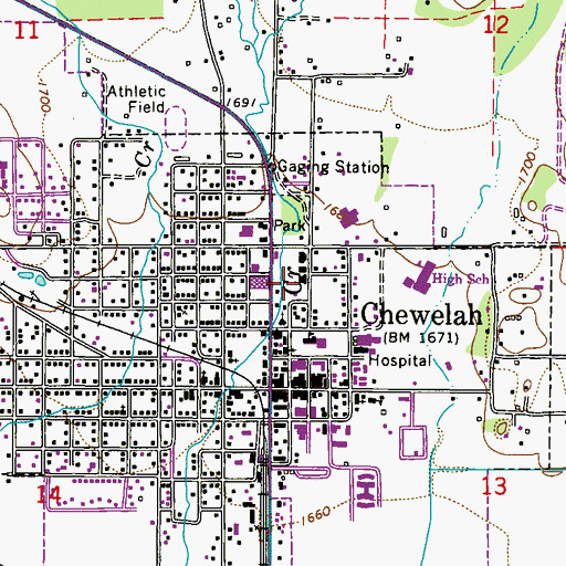 Topographic Map of Chewelah Museum, WA