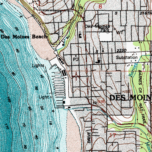 Topographic Map of Des Moines Historical Society, WA