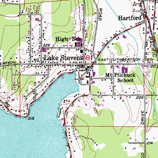 Topographic Map of Lake Stevens Historical Museum, WA