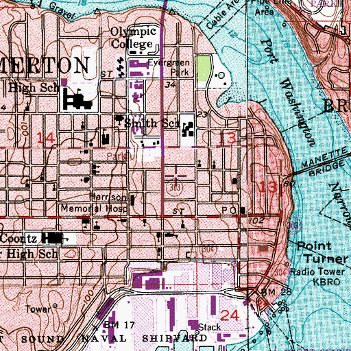 Topographic Map of Fire Service Museum of the Northwest, WA