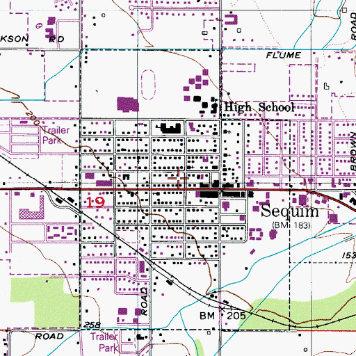 Topographic Map of Sequim Museum and Arts Center, WA