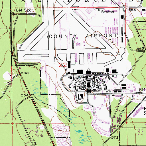 Topographic Map of Flying Heritage Collection, WA