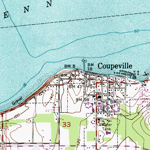 Topographic Map of Island County Historical Society, WA