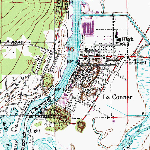 Topographic Map of LaConner Quilt and Textile Museum, WA