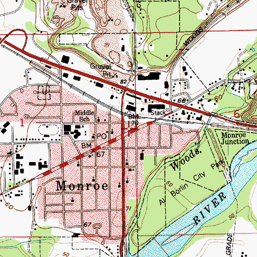 Topographic Map of Monroe Historical Society Museum, WA