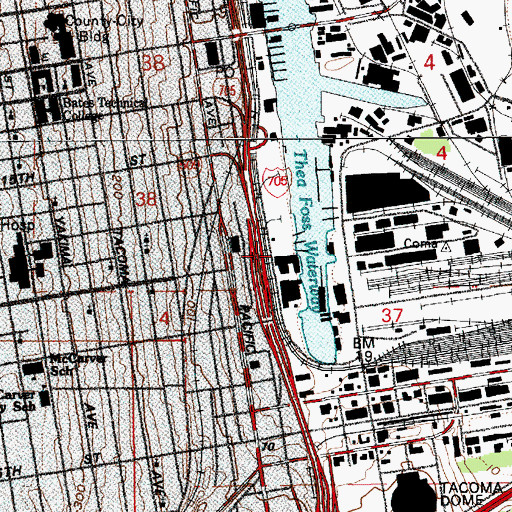 Topographic Map of Museum of Glass, WA