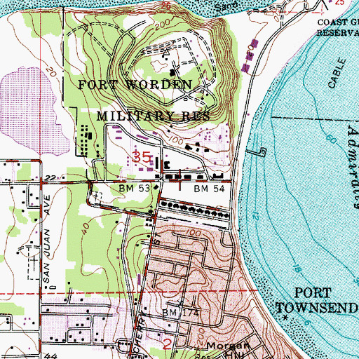 Topographic Map of Coast Artillery Museum, WA