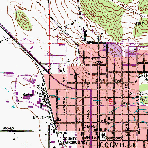 Topographic Map of Stevens County Historical Society Keller Heritage Center Museum, WA