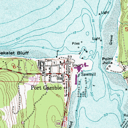 Topographic Map of Port Gamble Historic Museum, WA