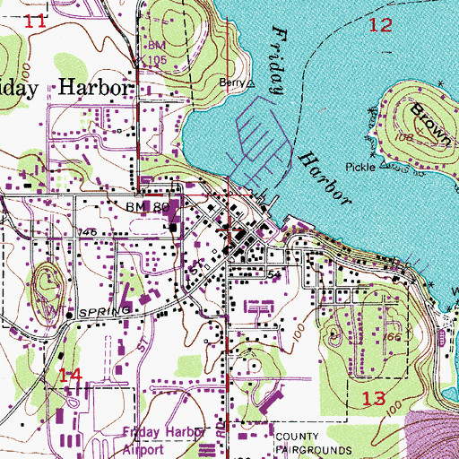 Topographic Map of San Juan Islands Museum of Art, WA