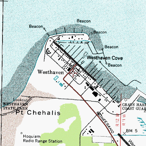 Topographic Map of Westport Maritime Museum, WA