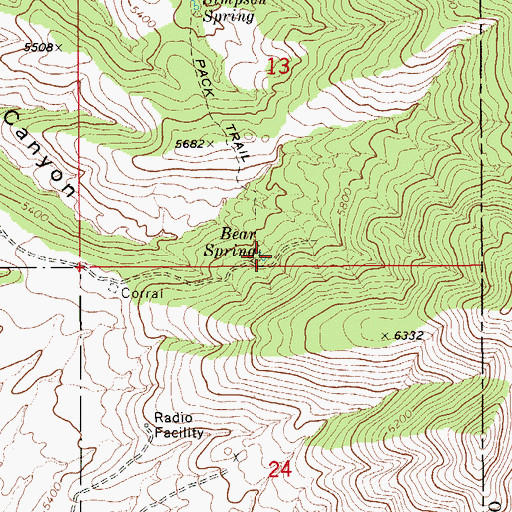Topographic Map of Bear Spring, AZ