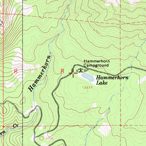 Topographic Map of Hammerhorn Campground, CA