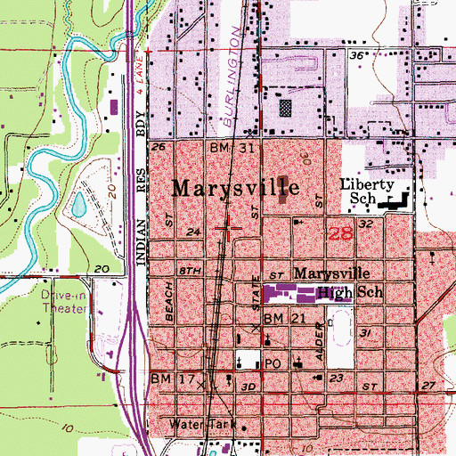 Topographic Map of Marysville Municipal Court, WA