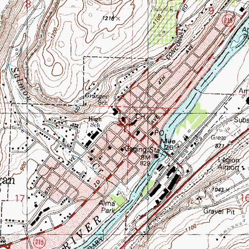 Topographic Map of Okanogan County Courthouse, WA