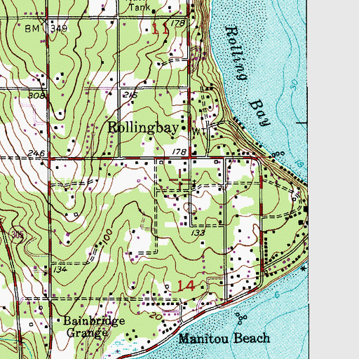 Topographic Map of Bainbridge Island Municipal Court, WA
