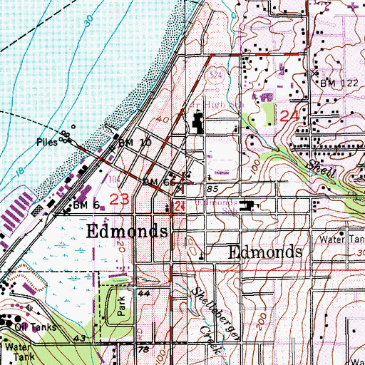 Topographic Map of Edmonds Courthouse, WA