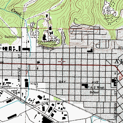 Topographic Map of Grays Harbor County District Court 2, WA