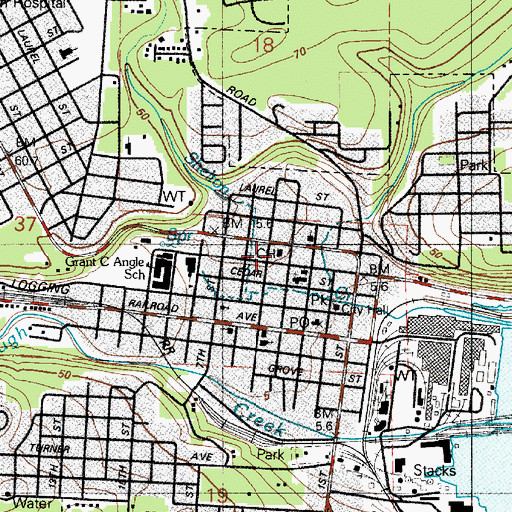Topographic Map of Mason County Courthouse, WA